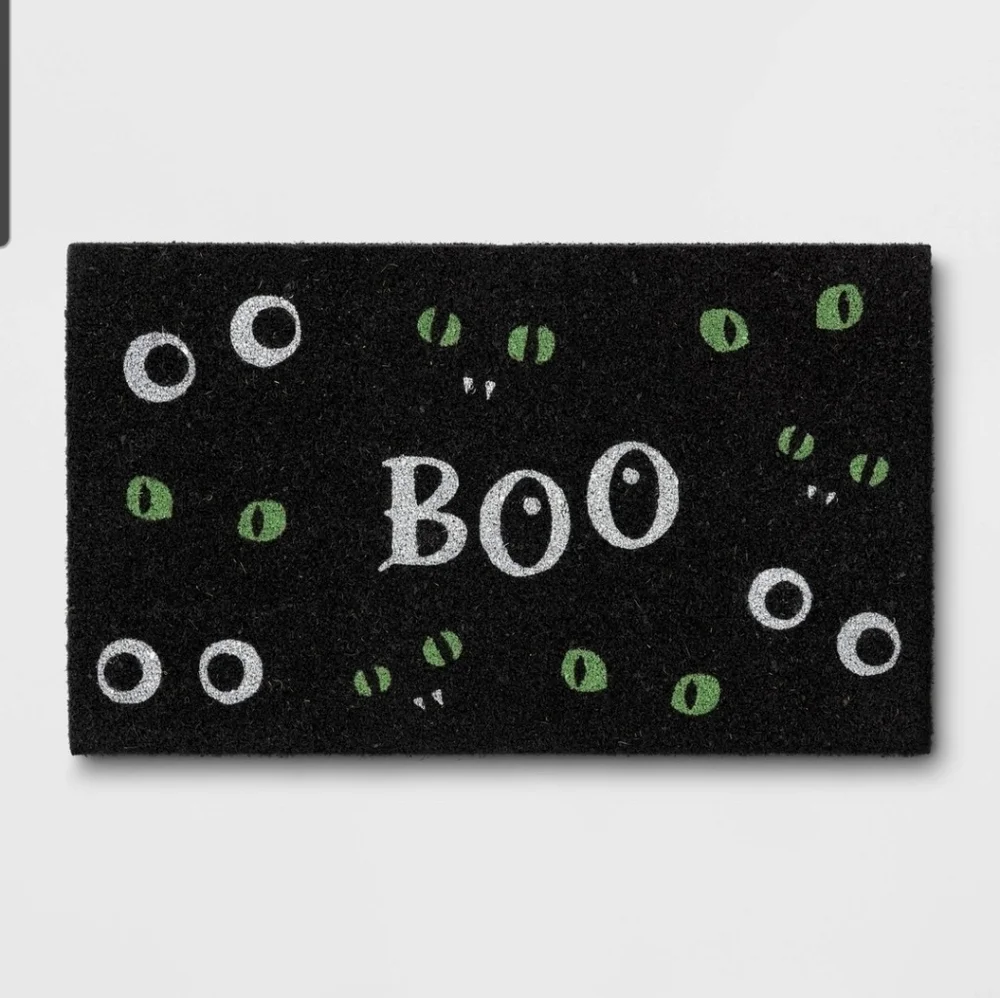 Black Halloween Boo Doormat